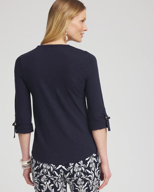 Ring Detail Henley Top - image 3